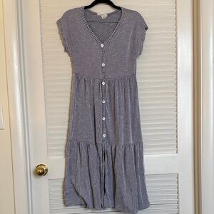 Caution To The Wind Navy Striped Midi Dress